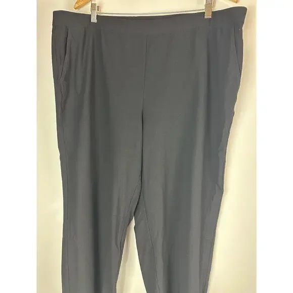Eileen Fisher Washable Stretch Crepe Pants Full Length Blk Pockets Plus Size 3X - Picture 3 of 9